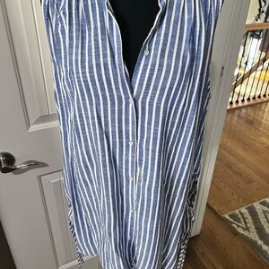 Kori Blue and White Striped Top